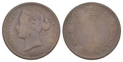 Кипр 1 пиастр 1886 Виктория (1837-1901) KM 3.2 бронза 4127-1244