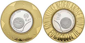 Португалия 2 1/2 евро 2008 XXIX Летние Олимпийские игры 2008 года в Пекине, земной шар, коллекция Нидерландского монетного двора KM 790a серебро PROOF 11-060-32