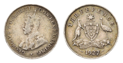 Австралия 3 пенса 1927 Георг V (1910-1936) KM 24 серебро 4669-644