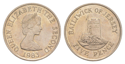 Джерси 5 пенсов 1983 башня Сеймур, Елизавета II (1952-2022) KM 56.1 медно-никель aUNC 4652-544