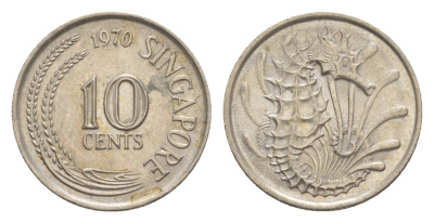 Сингапур 10 центов 1970 KM 3 медно-никель 4640-564