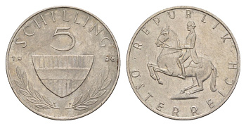 Австрия 5 шиллингов 1996 KM 2889a медно-никель 4633-944