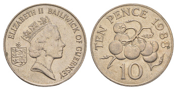 Гернси 10 пенсов 1988 KM 43.1 медно-никель 4660-156