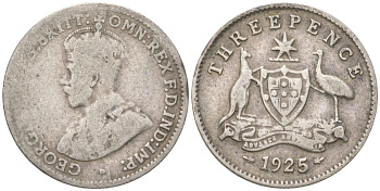 Австралия 3 пенса 1925 Георг V (1910-1936) KM 24 серебро 4621-1133