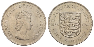 Джерси 5 шиллингов 1966 900 лет битве при Гастингсе, в запайке, тираж 30.000 экземпляров KM 28 медно-никель BU 74-1035
