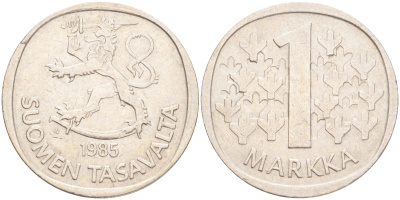 ФИНЛЯНДИЯ 1 МАРКА 1985 N KM 49а медно-никель 4556-744