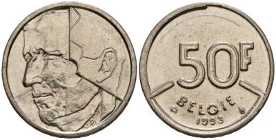 Бельгия 50 франков 1993 Belgie, Бодуэн I (1951-1993) KM 169 никель 4601-127