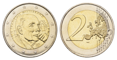 Франция 2 евро 2016 100 лет со дня рождения Франсуа Миттерана KM 2281 биметалл UNC 4695-113