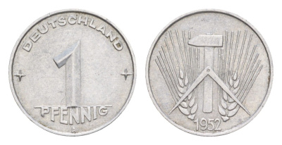 ГДР 1 пфенниг 1952 A KM 5 алюминий 4647-759