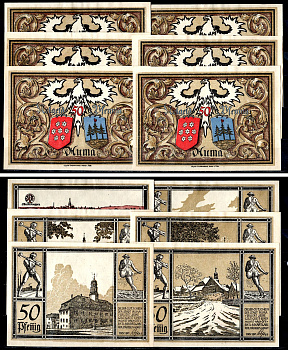 Аума (Тюрингия) полный набор из 6 нотгельдов (50 пфеннигов) 1921 Mehl Grabowski 55.4a бумага UNC (пресс) 7556-46-2-1