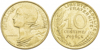 ФРАНЦИЯ 10 САНТИМОВ 1969 ТИП MARIANNE KM 929 медь алюминий никель 4516-842