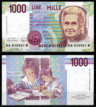 Италия 1000 лир 1990 Pick 114 a бумага 2119-40-2-2