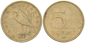Венгрия 5 форинтов 2006 BP KM 694 никель латунь 4618-241