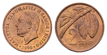 Самоа 2 сене 1996 Малиетоа Танумафили II KM 13 бронза UNC 4679-521