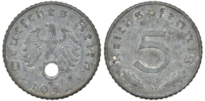 Германия 5 рейхспфеннигов 1942 A KM 100, J.370 цинк 4174-467