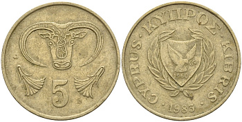 Кипр 5 центов 1983 голова быка KM 55.1 никель латунь 4141-913