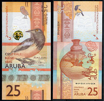 Аруба 25 флоринов 2019 труппиал, старинный кувшин Pick 22 бумага UNC (пресс)   451-715-1