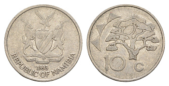 Намибия 10 центов 1993 KM 2 сталь плакированная никелем 4649-531