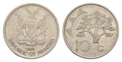 Намибия 10 центов 1993 KM 2 сталь плакированная никелем 4649-531