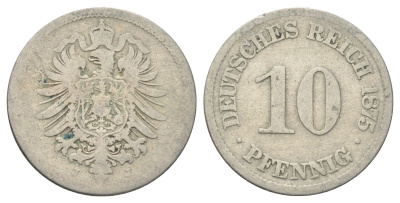 Германия 10 пфеннигов 1875 J KM 4, J. 4 медно-никель 4701-1059