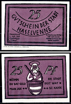 Хазелюнне (Пруссия, Ганновер) 25 пфеннигов 1921 2193-16-3-1