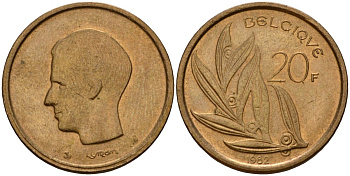 Бельгия 20 франков 1982 Belgique, Бодуэн I (1951-1993) KM 159 никель бронза 4601-352