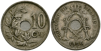 Бельгия 10 сантимов 1926 Belgique KM 85 медно-никель 4172-952