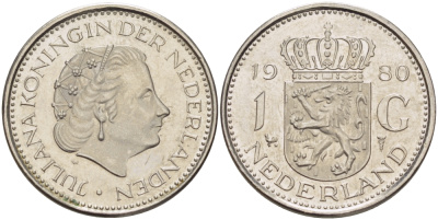 Нидерланды 1 гульден 1980 Юлиана (1948-1980) KM 184а никель 31-912