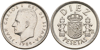 Испания 10 песет 1984 Хуан Карлос I (1975-2001) KM 827 медно-никель 4567-531