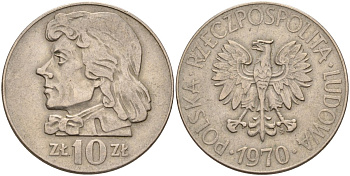 Польша 10 злотых 1970 MW, Тадеуш Костюшко (1746-1817) KM 50а медно-никель 4526-436