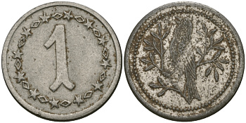 ФРАНЦИЯ 1 САНТИМ ND ИГРОВОЙ ЖЕТОН, ПТИЧКА, ДИАМЕТР 19 ММ. белый металл 99-545