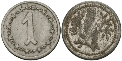 ФРАНЦИЯ 1 САНТИМ ND ИГРОВОЙ ЖЕТОН, ПТИЧКА, ДИАМЕТР 19 ММ. белый металл 99-545