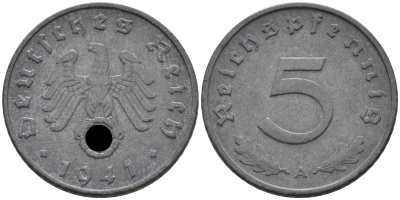 Германия 5 рейхспфеннигов 1941 А, KM 100, J. 370 цинк 4589-124