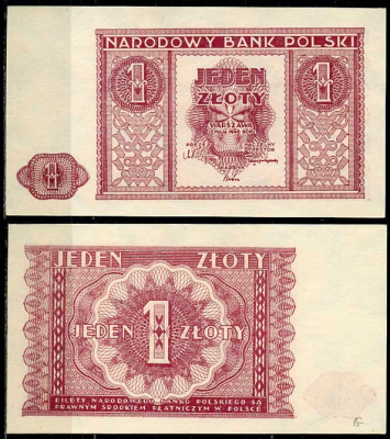 Польша 1 злотый 1946 Народный банк Pick 123 a  бумага  UNC (пресс) 8614-14-1-1