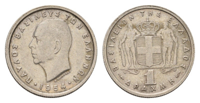 Греция 1 драхма 1954 Павел I (1947-1964) KM 81 медно-никель 4669-126