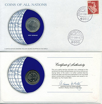 ФРГ 2 МАРКИ 1978 монета в конверте с маркой и спецгашением UNC 4294-21-2