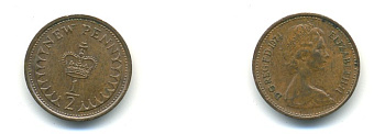 Великобритания 1/2 пенни 1974 Елизавета II (1952-2022) KM 914, Spink 4239 бронза 80-1021