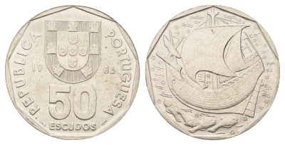 Португалия 50 эскудо 1986 KM 636 медно-никель UNC 4572-943