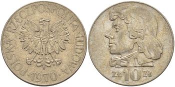 Польша 10 злотых 1970 MW, Тадеуш Костюшко (1746-1817) KM 50а медно-никель 4542-744