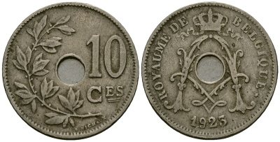 Бельгия 10 сантимов 1923 Belgique KM 85 медно-никель 4172-921