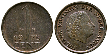 НИДЕРЛАНДЫ 1 ЦЕНТ 1978 ЮЛИАНА KM 180 бронза 4385-659