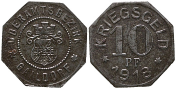 Гайльдорф (Вюртемберг) 10 пфеннигов 1918 Funck 149.2, Men05 8664.2, Men18 10784.2 железо 4601-1115