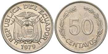 Эквадор 50 сентаво 1979 KM 81 сталь плакированная никелем aUNC 4511-345