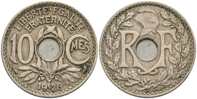 Франция 10 сантимов 1926 KM 866a, Le Franc 138.3 медно-никель 4143-944