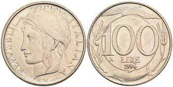 ИТАЛИЯ 100 ЛИР 1994 R KM 159 медно-никель 187-167