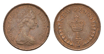 Великобритания 1/2 пенни 1976 Елизавета II (1952-2022) KM 914, Spink 4239 бронза 4697-917