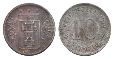 Менден 10 пфеннигов 1919 Funck 328.8 железо 4636-837