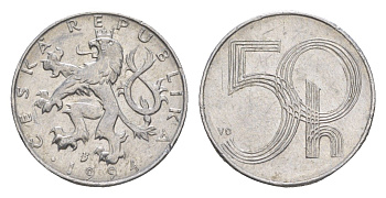 Чехия 50 геллеров 1994 KM 3 алюминий 4392-664