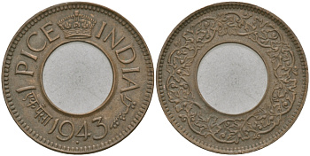 Британская Индия 1 пайс 1944 Георг VI (1936-1952) KM 533 бронза 33-1016