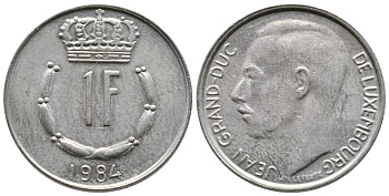 ЛЮКСЕМБУРГ 1 ФРАНК 1984 KM 55 медно-никель 4364-1035